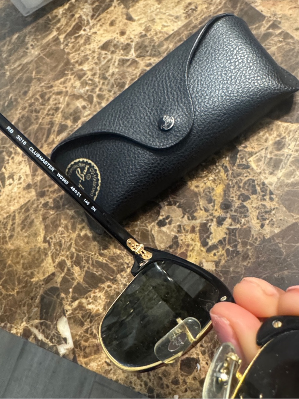 Ray-Ban Clubmaster Sunglasses - Black & Gold Trim - Picture 4 of 4